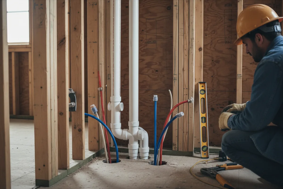 Drain and supply rough-in during Leak Detection in Bethpage