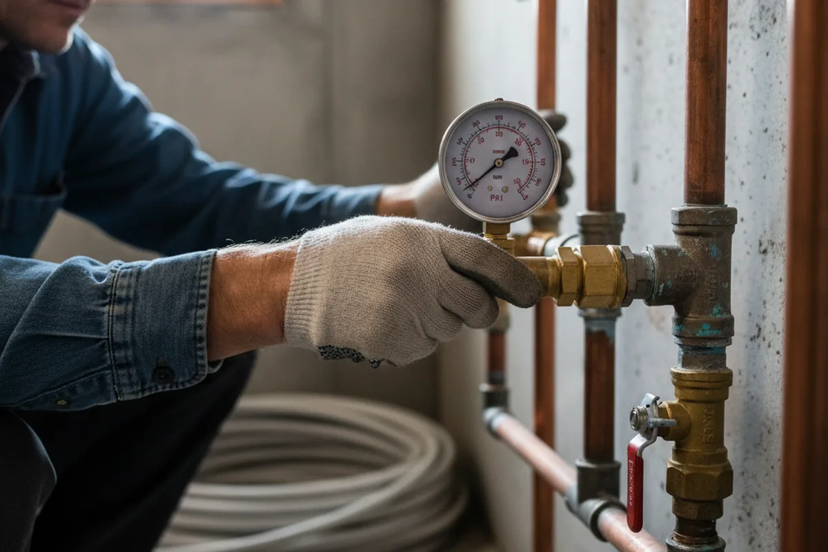 Pressure testing a repaired line during Water Line Repair in Bethpage